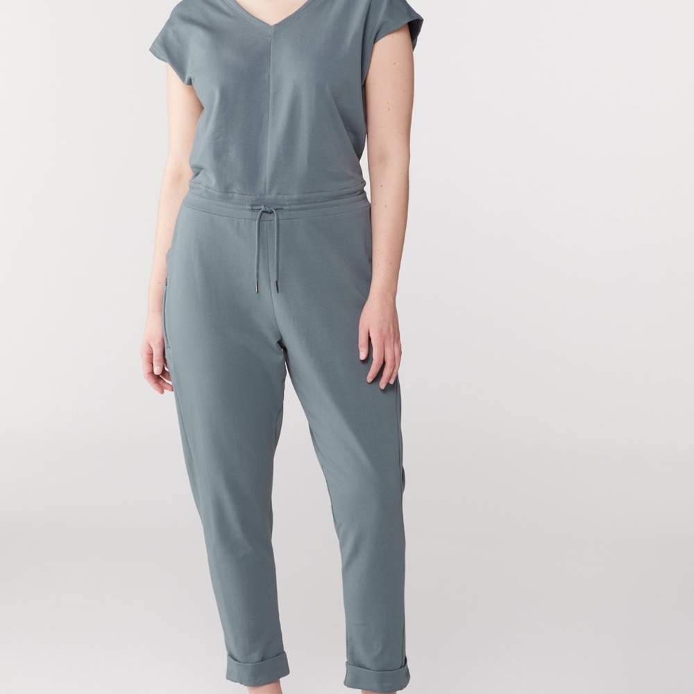 Patagonia Organic Cotton Roaming Jumpsuit Plume Grey Women's M